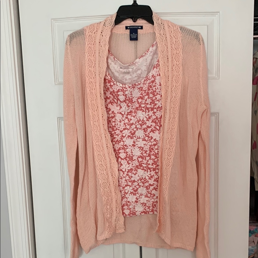 Architect Women's Peach Lace Cardigan Sweater